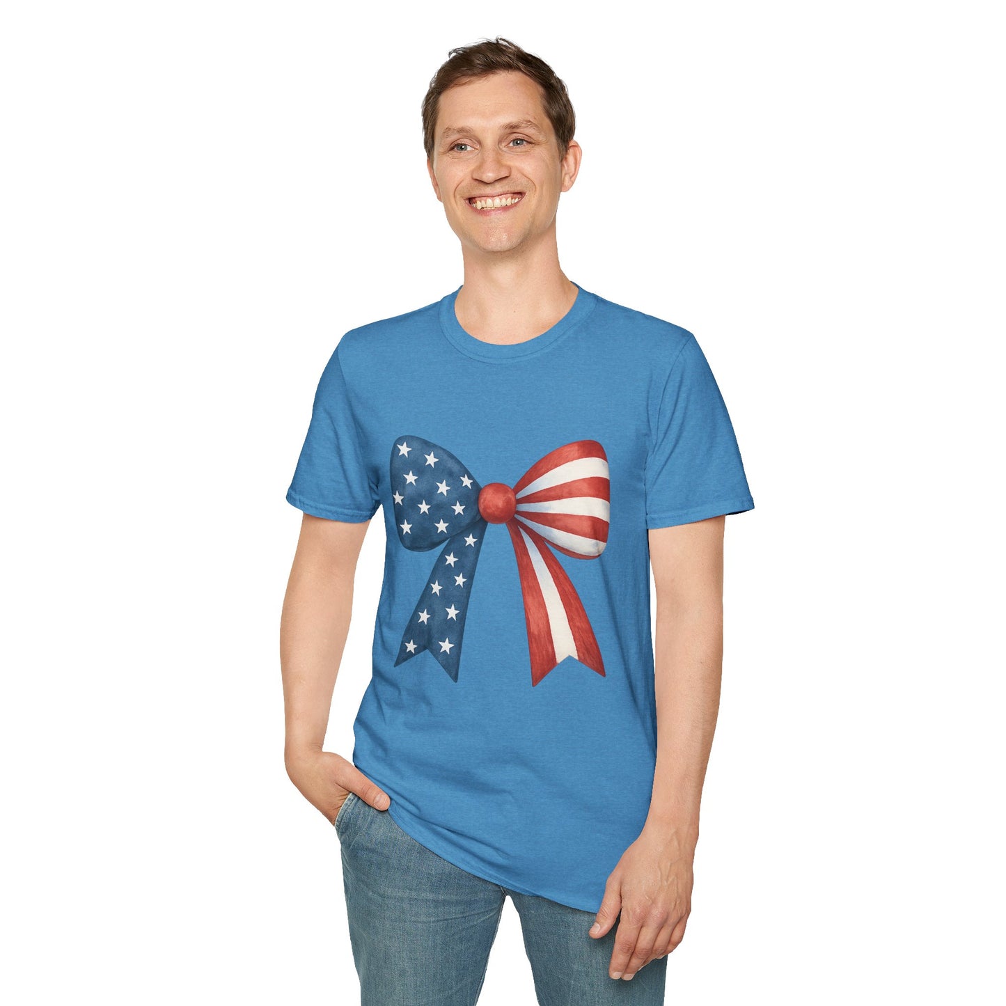 Patriotic Bow USA T-Shirt | 4th of July Shirt | American Flag Bow Tee | Independence Day Shirt | July 4th Graphic Tee | USA Pride Shirt