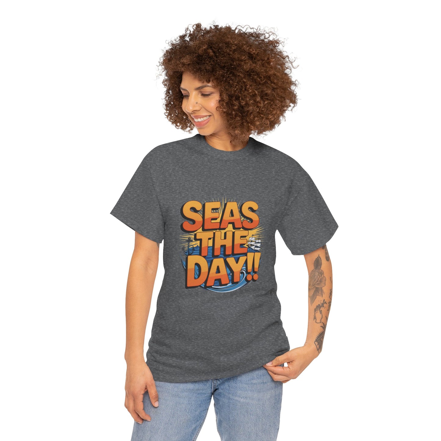 Seas The Day!! Tee • Ocean Pun Graphic Shirt • Comfort Colors Unisex Beachy Vibes • Nautical Aesthetic • Gift for Sea Lovers & Summer Vacays