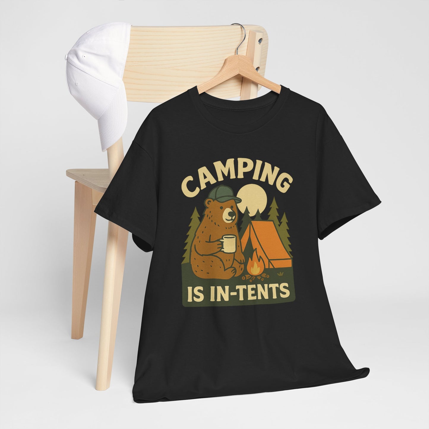 Camping Is In-Tents Funny Bear Camping Tee - Cute Outdoorsy Pun Shirt - Retro Campfire Graphic, Nature Lover Gift, Unisex Adventure Apparel