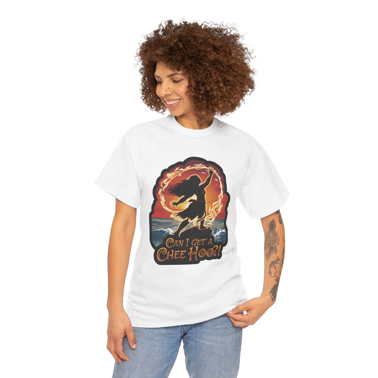 Can I Get a Chee Hoo Shirt – Hawaiian Island Vibes Tee – Hula Dancer Sunset Graphic T-Shirt – Polynesian Luau Party Unisex Top