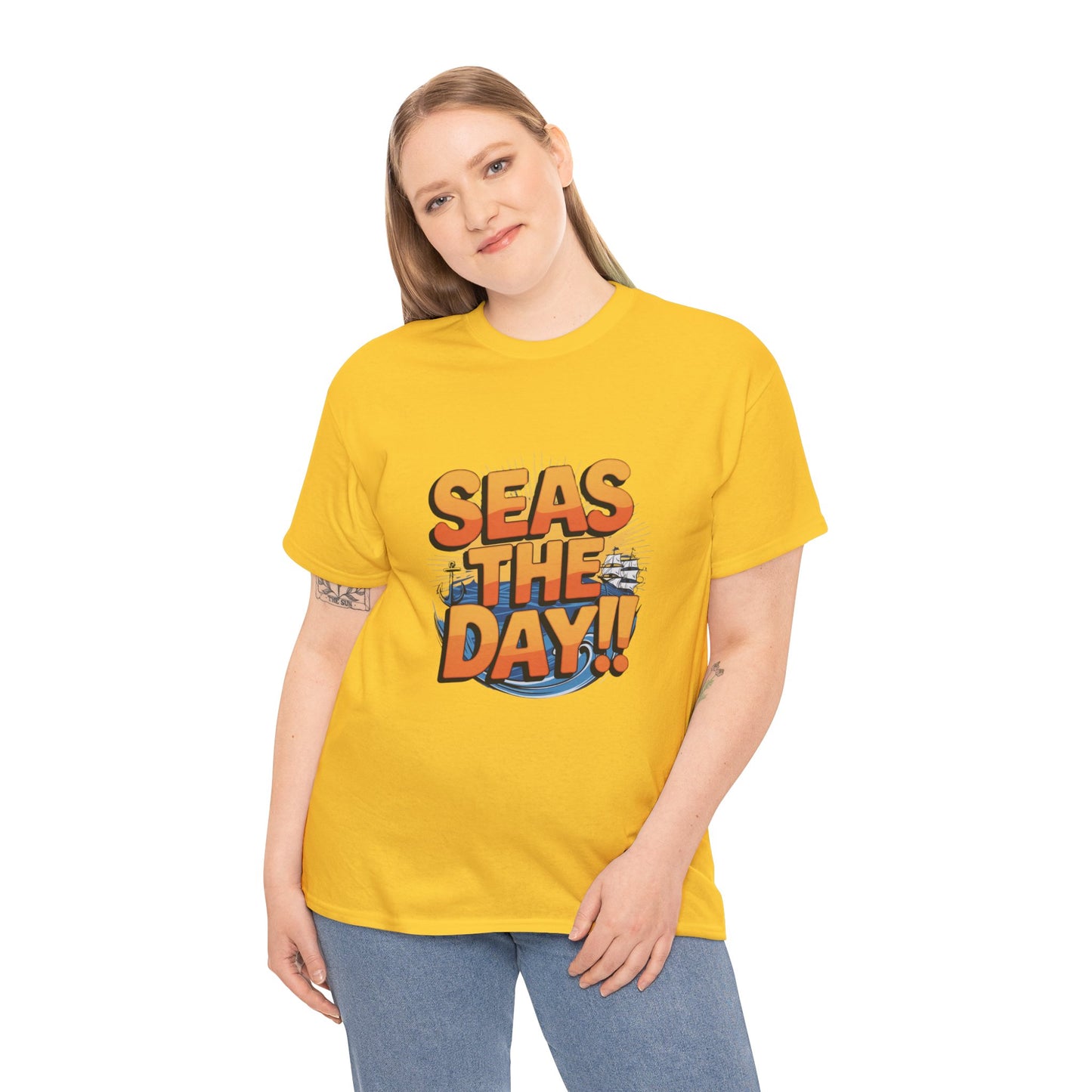 Seas The Day!! Tee • Ocean Pun Graphic Shirt • Comfort Colors Unisex Beachy Vibes • Nautical Aesthetic • Gift for Sea Lovers & Summer Vacays