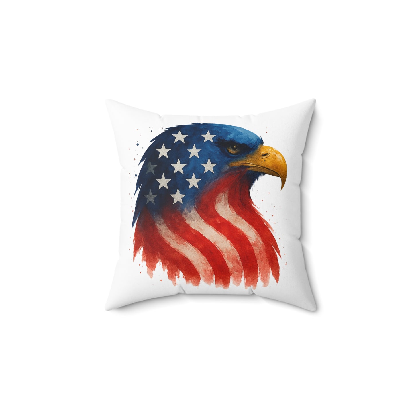 Patriotic Eagle Pillow - 100% Spun Polyester, Double-Sided, Cover and Insert, Hidden Zipper, Red White Blue, Fourth of July and Year-Round Decor