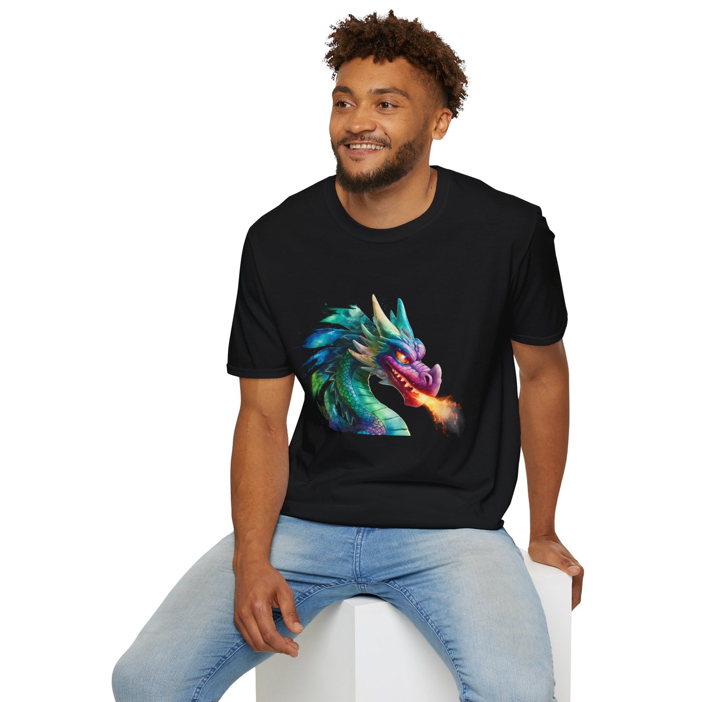 Fire Breathing Dragon Shirt | Fantasy Dragon Head Tee | Gamer Gift T-Shirt | Unisex Mythical Graphic Tee | DnD, RPG, Magic Style