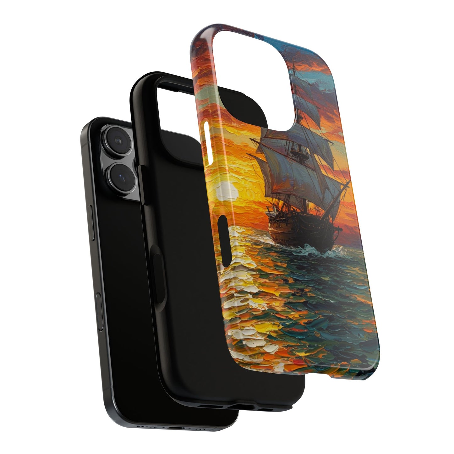 iPhone Case - Ship Sailing at Sunset Design