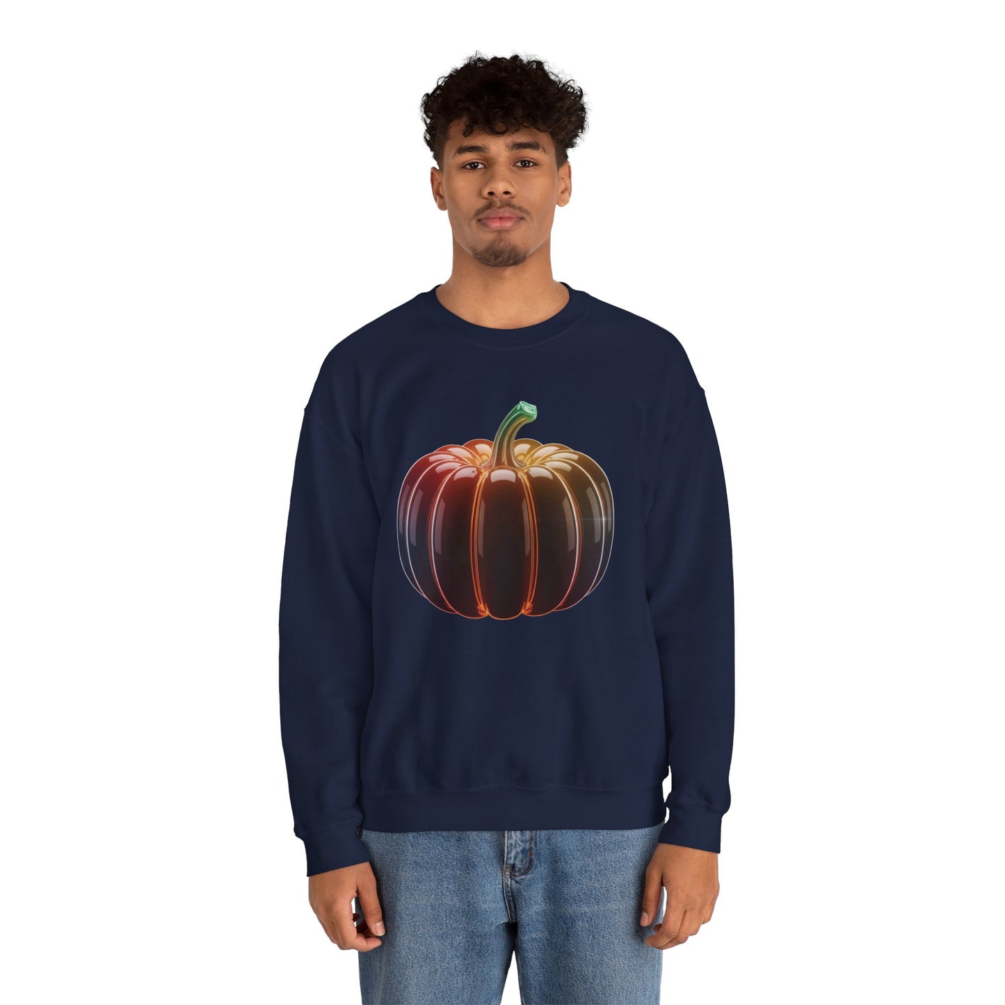 Neon Pumpkin Sweatshirt, Fall Halloween Crewneck, Cozy Unisex Pullover, Spooky Season Apparel, Aesthetic Pumpkin Shirt For Autumn Lovers