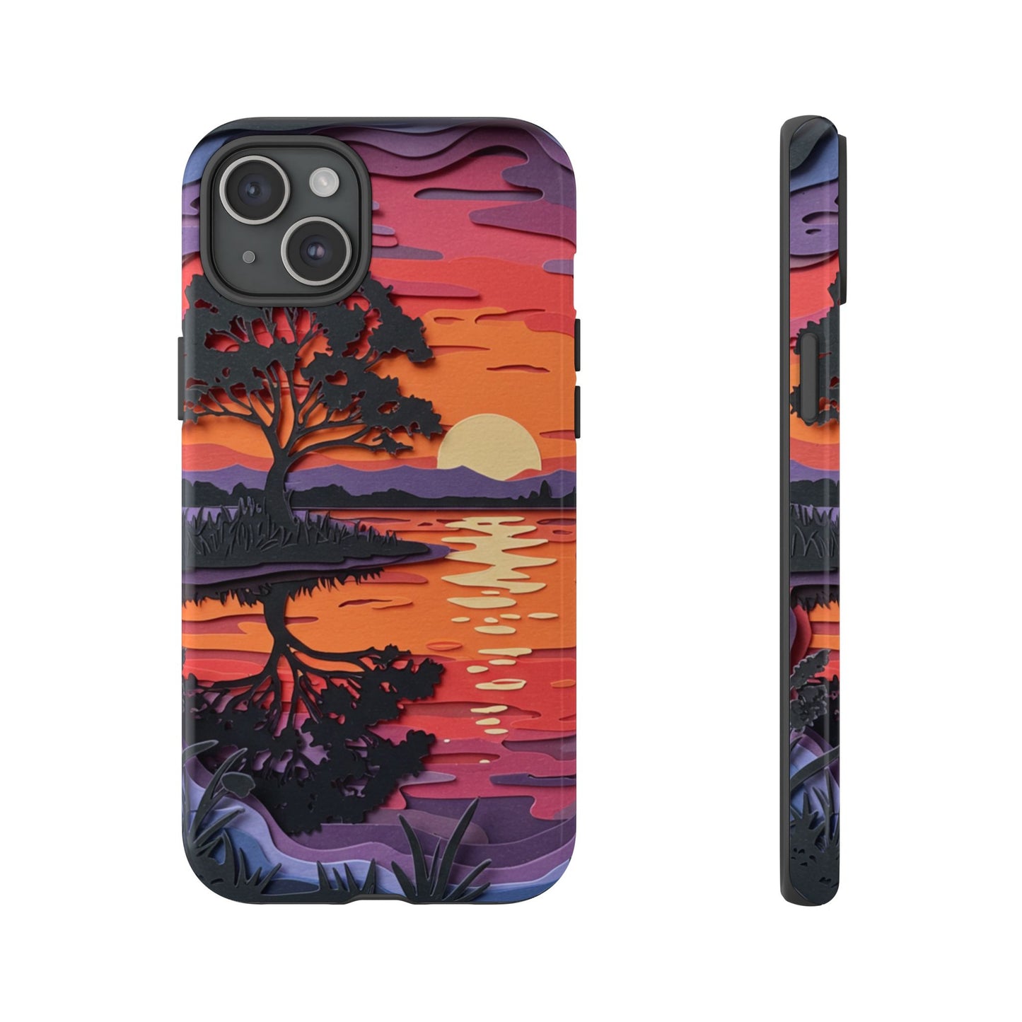 iPhone Case - Colorful Paper Art Sunset Design