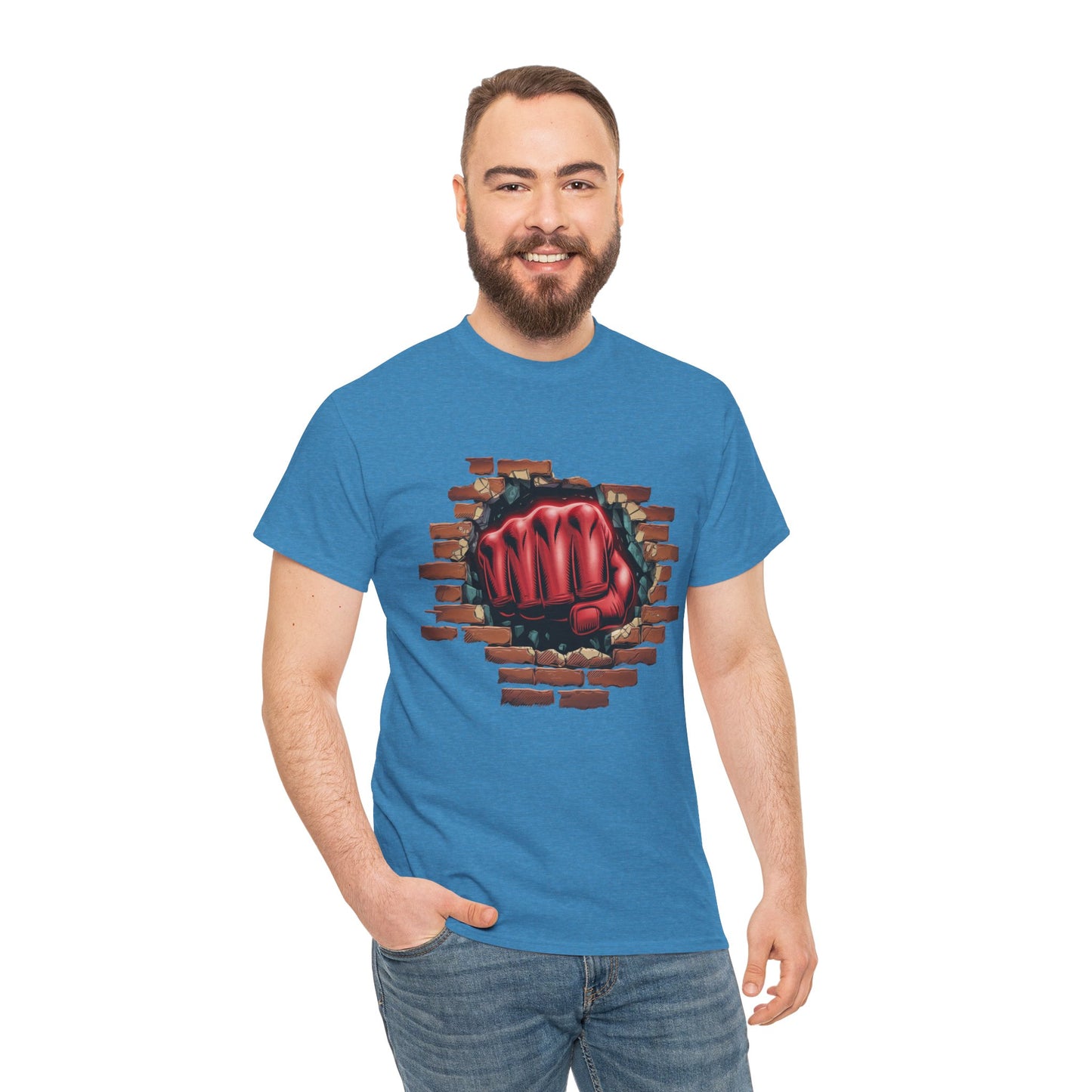 Impact Fist Graphic T-Shirt – Punch Through Brick Wall Design | Bold Streetwear Tee for Fighters, Gym & Edge-Lovers