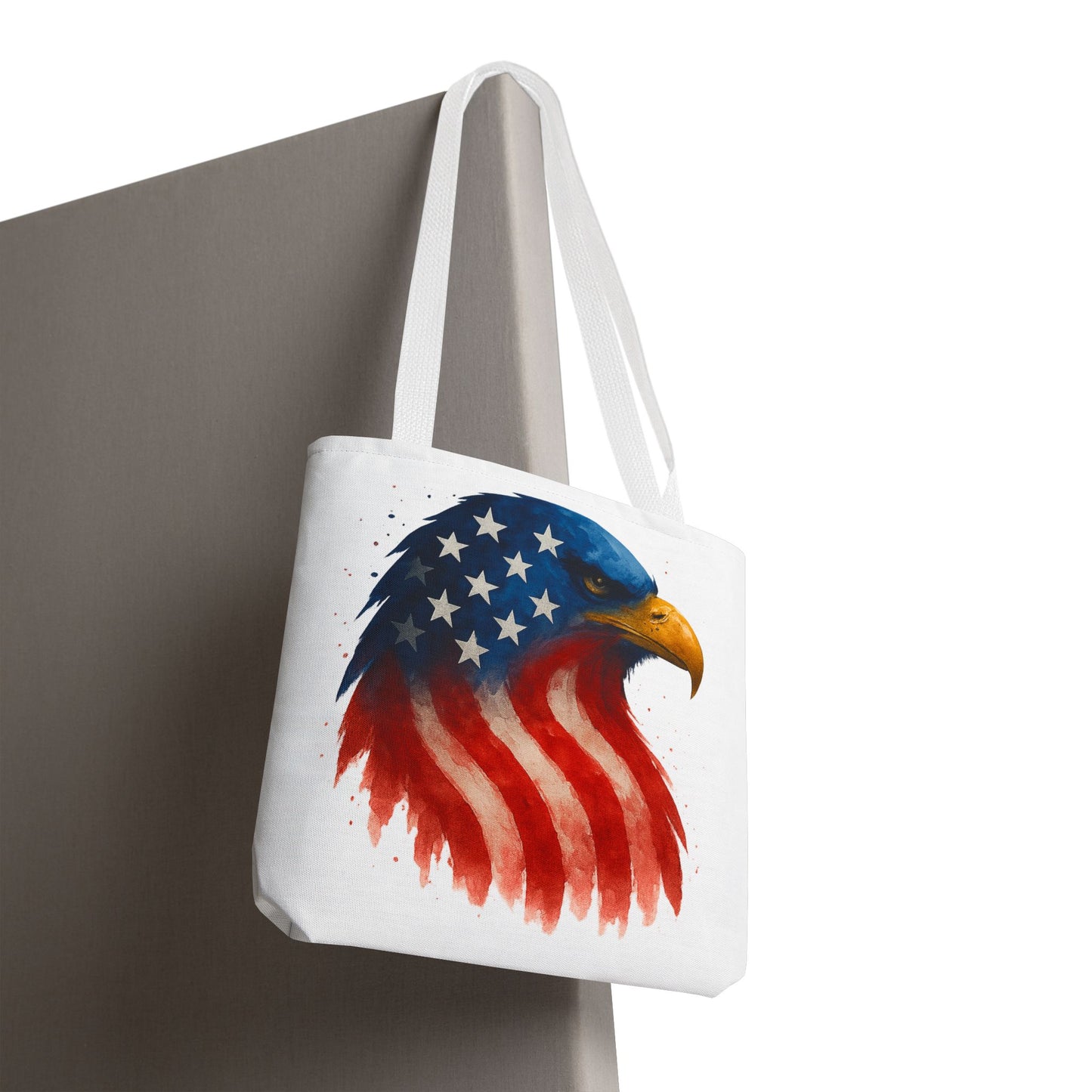 Patriotic Eagle Tote Bag USA Flag Canvas Carryall - Eco-Friendly Independence Day, Memorial Day Gift for Veterans, Reusable Shopping Bag