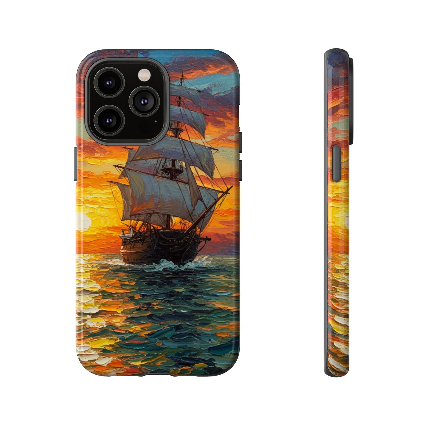 iPhone Case - Ship Sailing at Sunset Design