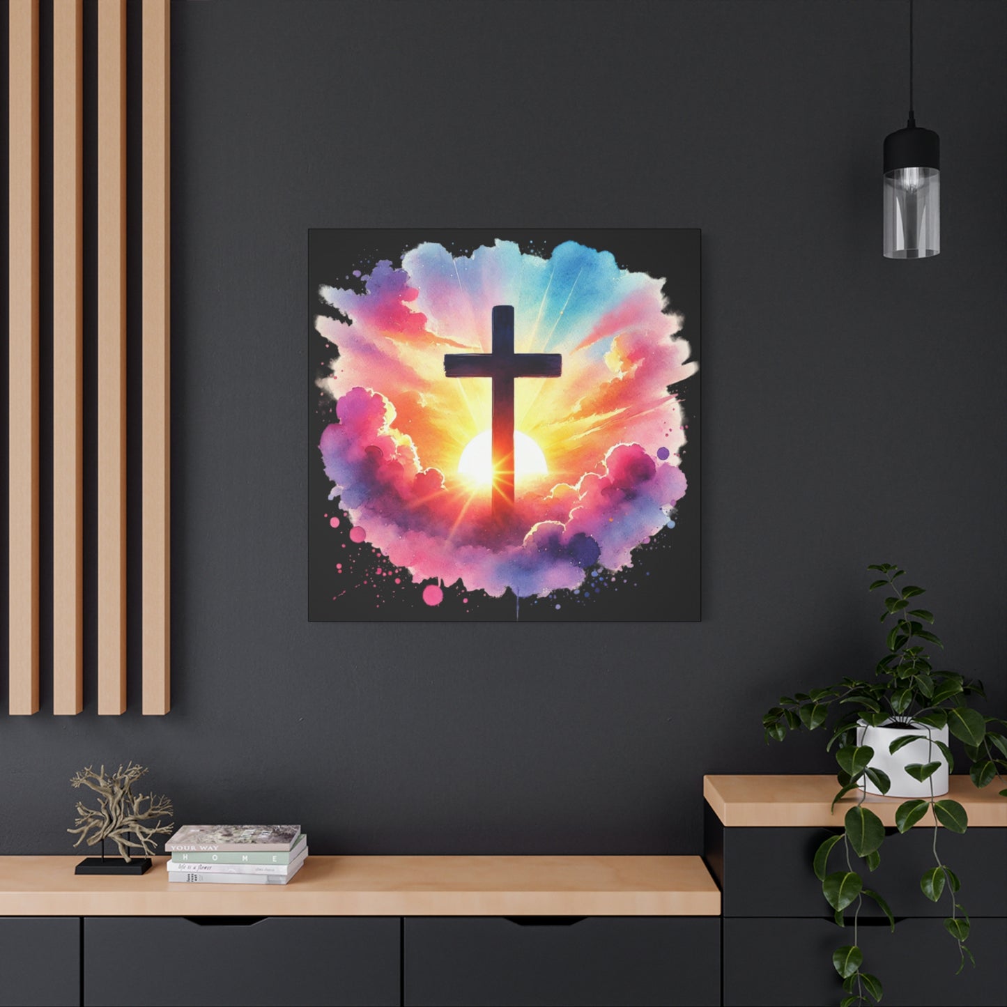 Inspirational Watercolor Cross Wall Art Christian Home Decor Faith Based Canvas Religious Art Inspirational Canvas