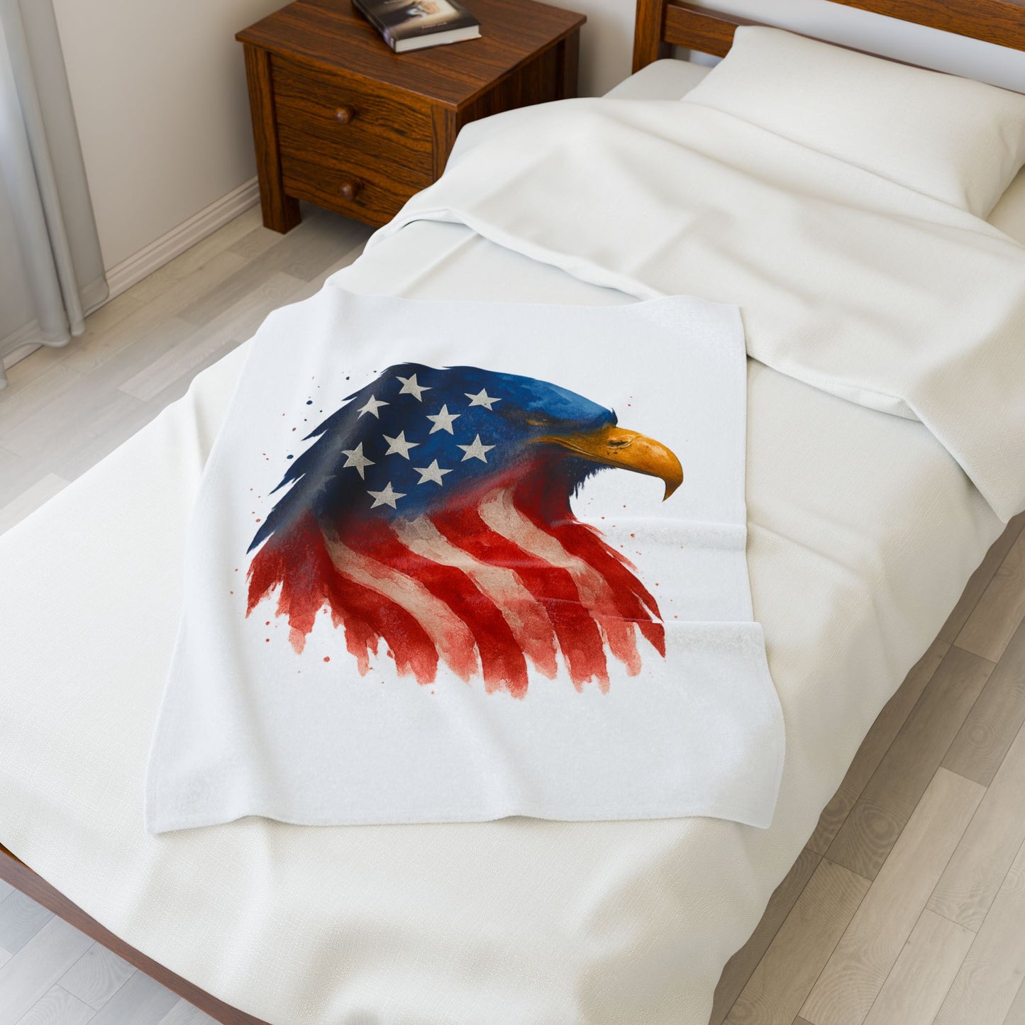Patriotic Eagle Plush Blanket - Soft USA Flag Throw - Cozy Polyester Eagle Throw for Veterans, 4th of July, Home Decor Gift