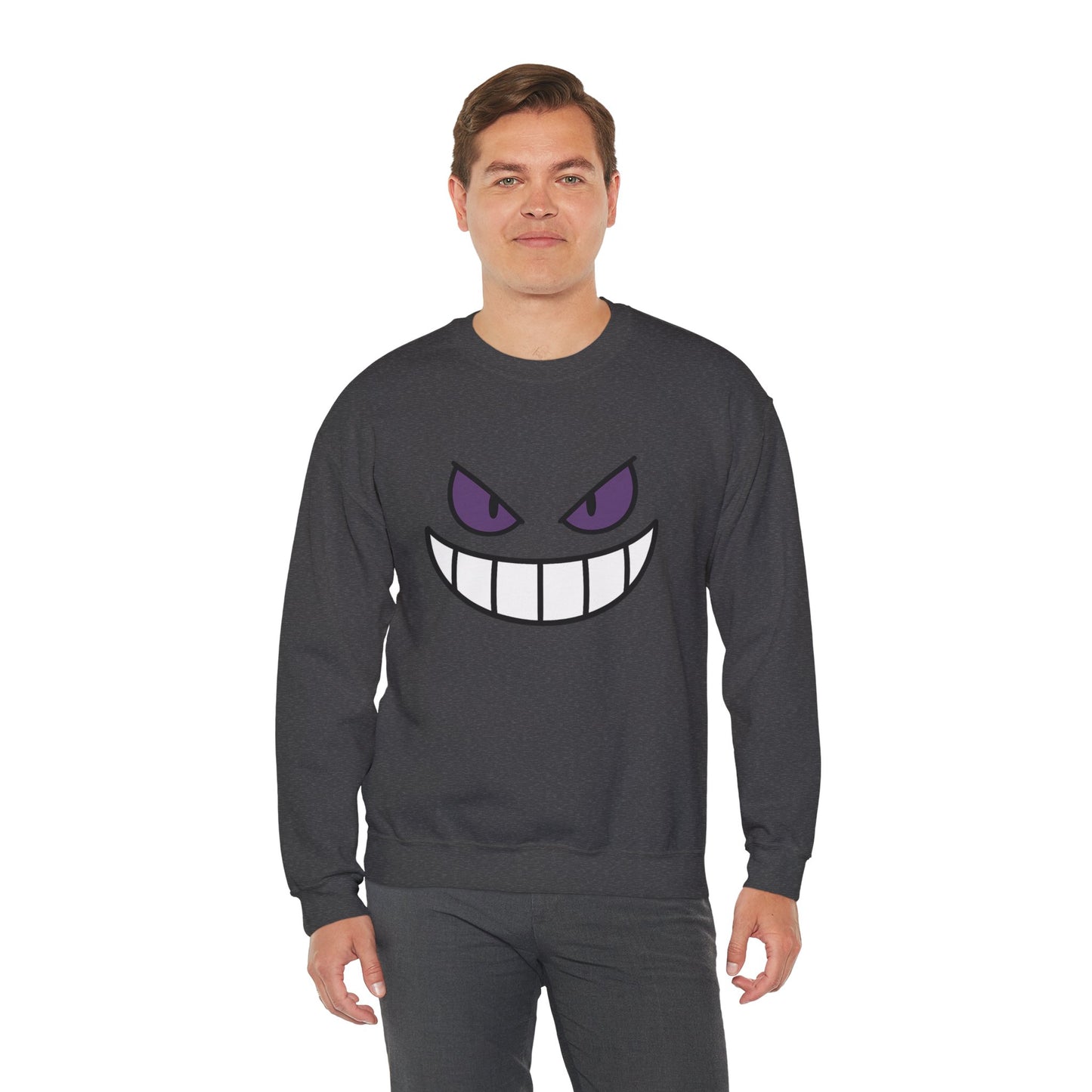 Sinister Grin Sweatshirt, Creepy Smile Crewneck, Dark Cartoon Face Sweatshirt, Halloween Gothic Sweatshirt, Spooky Grin Pullover