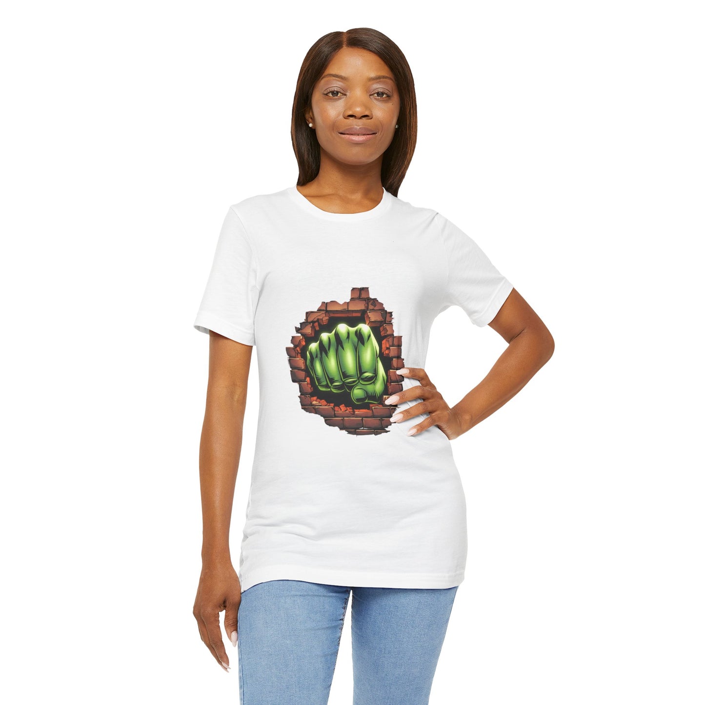 Green Hero Fist Graphic Tee – Superhero Shirt, Comic Pop Art, Gamer Gift, Y2K Dopamine Aesthetic, Funny Nerd Fashion, Unisex T‑shirt