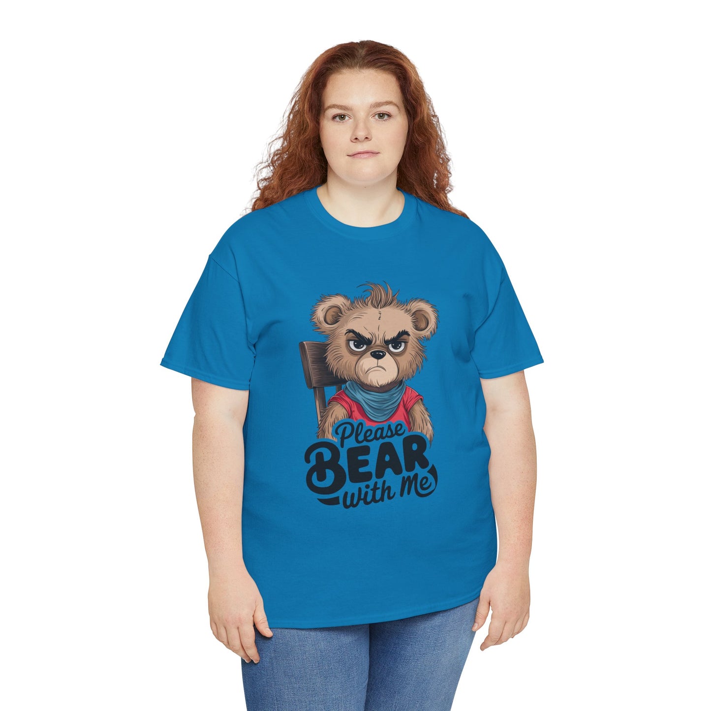 Grumpy Bear Graphic Tee – Please Bear With Me Shirt – Funny Animal T‑shirt – Sarcastic Humor Gift – Cute Bear Meme Art Tee