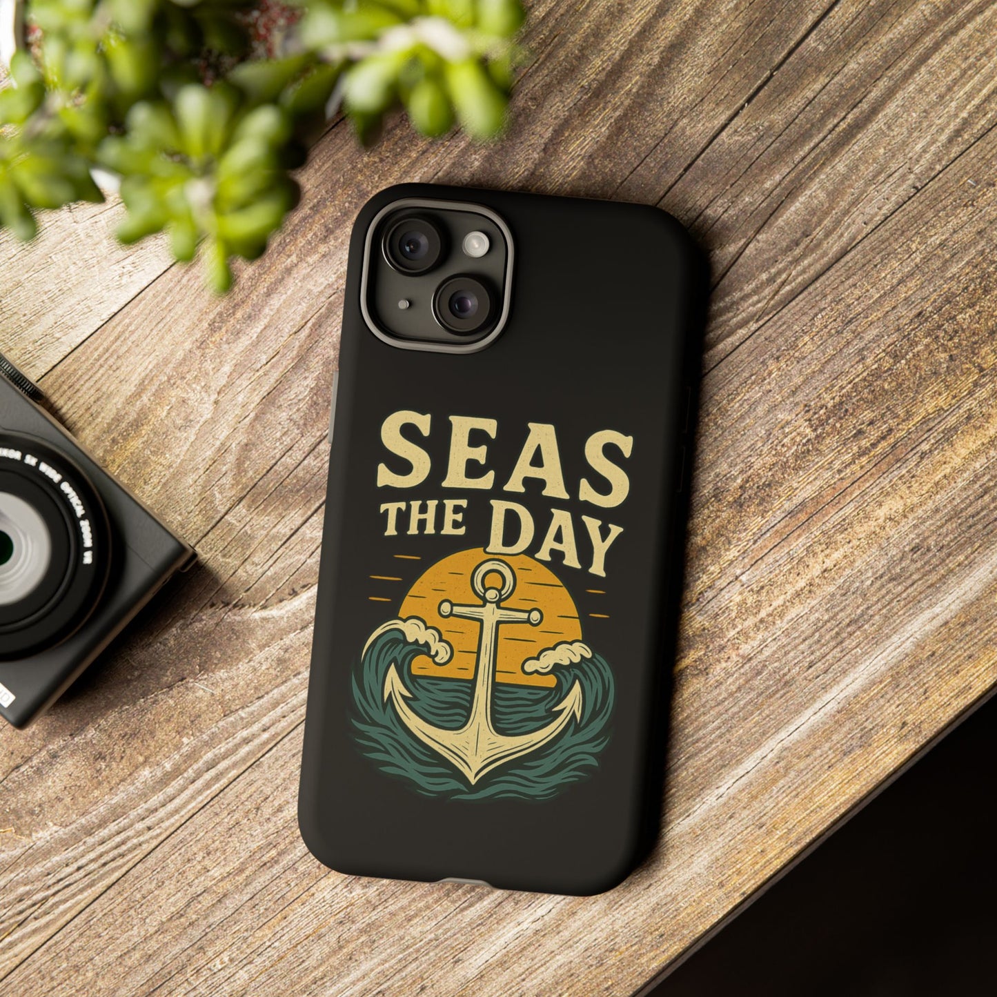 Seas the Day iPhone Case – Nautical Anchor Phone Cover – Ocean Pun Gift – Beach Lover iPhone Accessory – Summer Adventure Phone Case