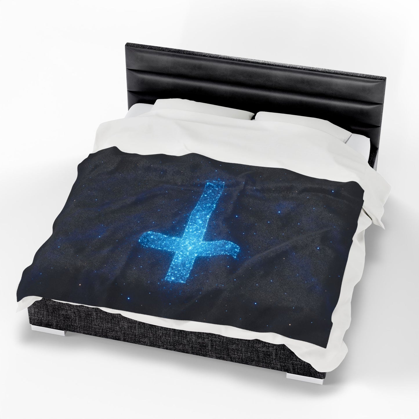 Velveteen Plush Blanket with Bioluminescent Cross Design Christian Decor Inspirational Throw Spiritual Blanket Gift for Believers