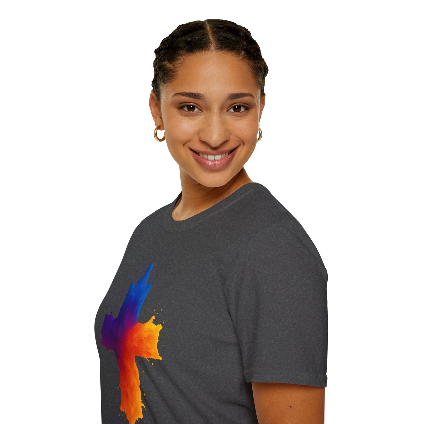 Colorful Abstract Cross T‑Shirt | Bold Grunge Paint Splatter Christian Tee | Unique Vibrant Gift | Inspirational Faith Graphic Shirt