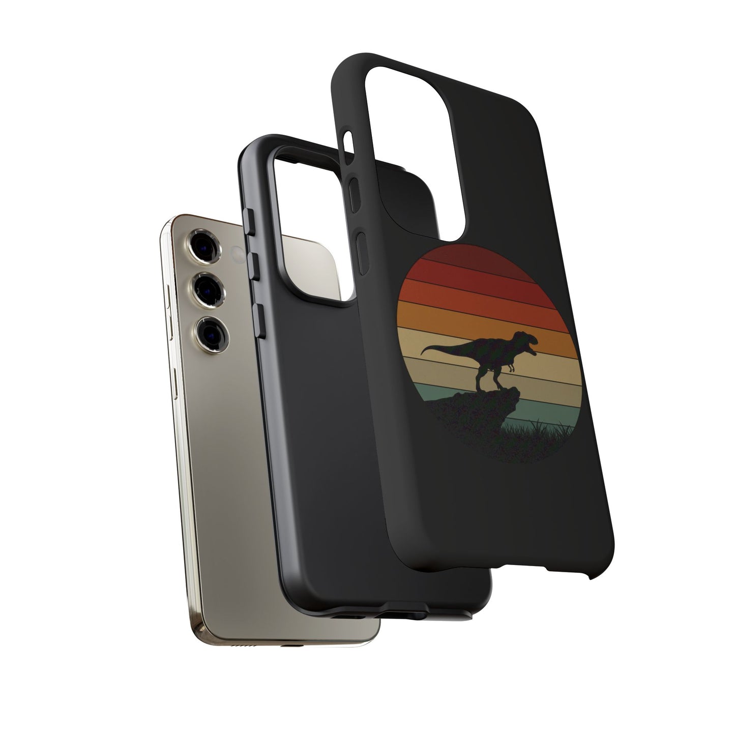 Retro Sunset Dinosaur Samsung Case | T-Rex Silhouette Vintage Gradient Cover for Galaxy S25/S24/S23 Series Dinosaur Phone Case