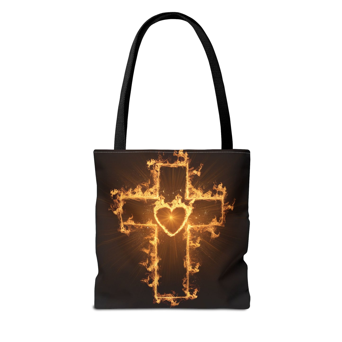 Stylish Flame Cross Tote Bag - Faith-Inspired Fashion