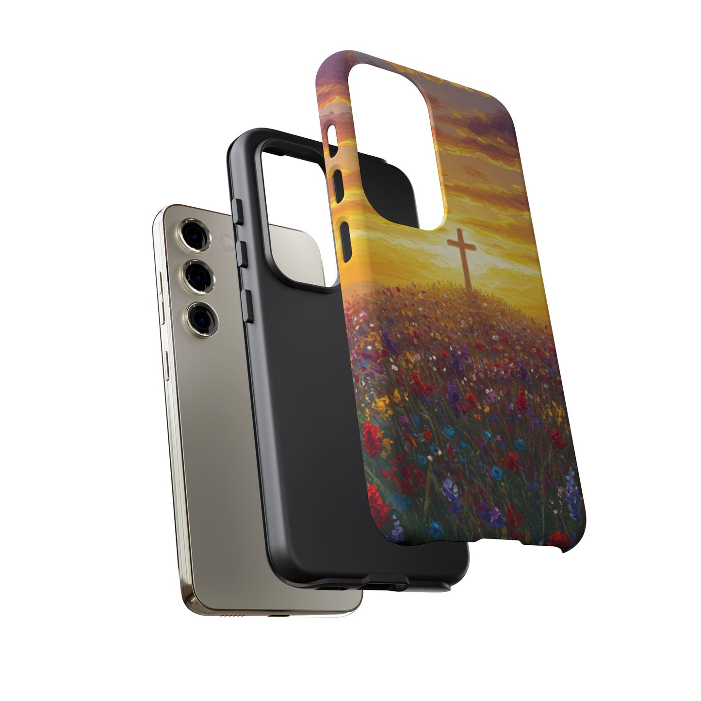 Samsung Phone Case - Monet Style Cross Christian Phone Case Spiritual Case Inspirational Samsung Case