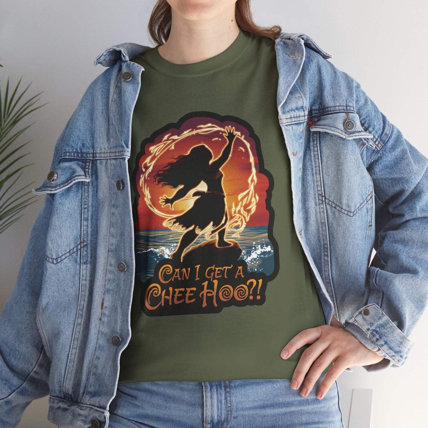Can I Get a Chee Hoo Shirt – Hawaiian Island Vibes Tee – Hula Dancer Sunset Graphic T-Shirt – Polynesian Luau Party Unisex Top