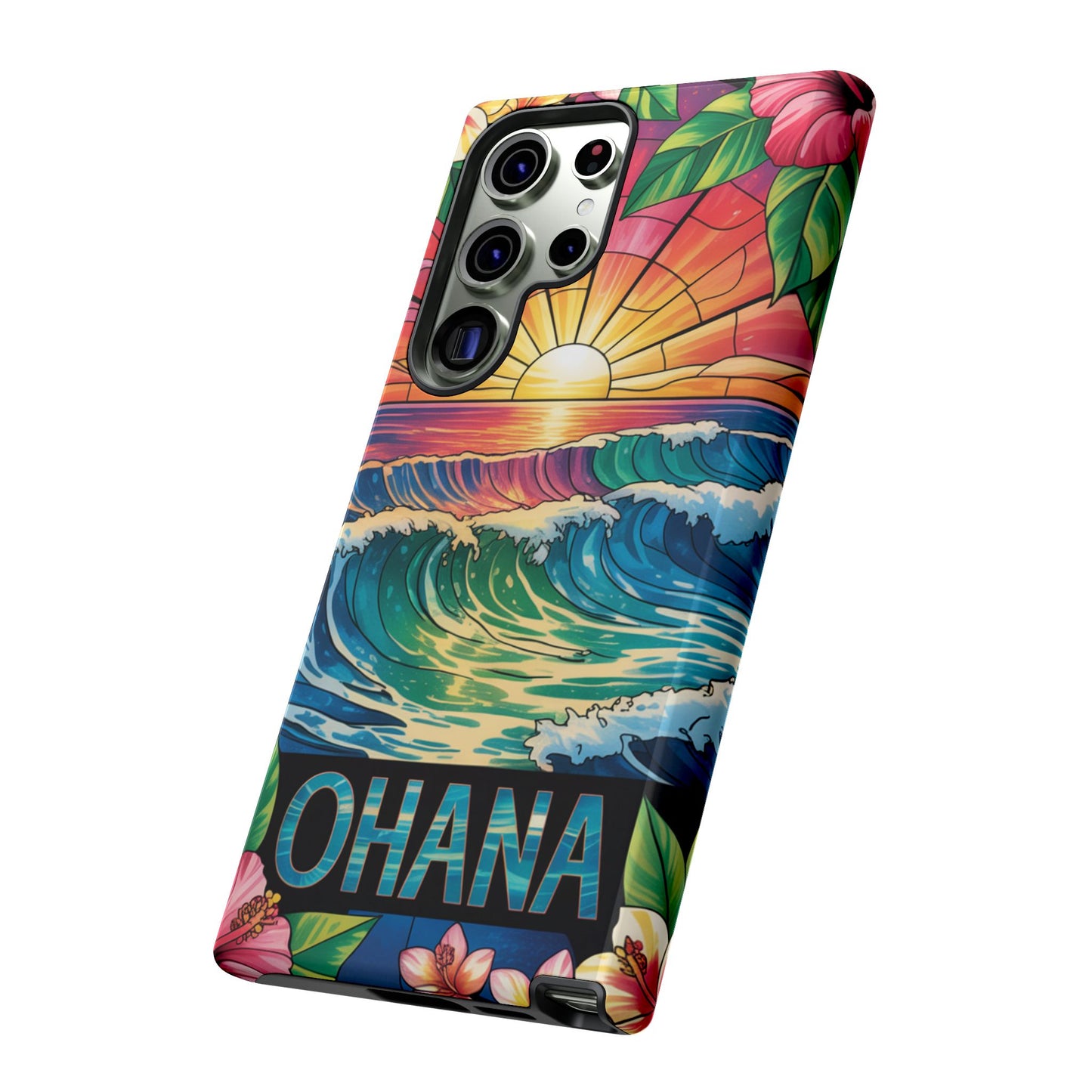 Samsung Galaxy Case Ohana Hawaiian Wave Phone Cover Sunset Tropical Beach Art Protective Case Gift for Samsung Lovers