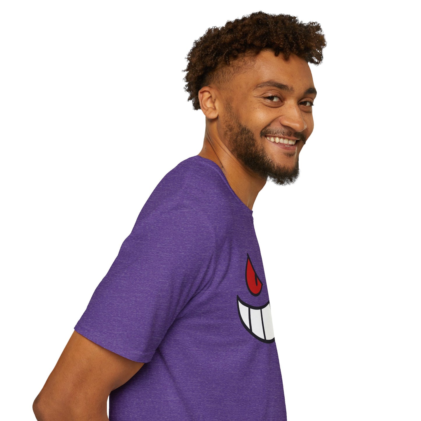Spooky Grin Face T-Shirt - Creepy Ghost Smile Graphic Tee - Dark Humor Unisex Shirt - Anime Monster Style Funny Top
