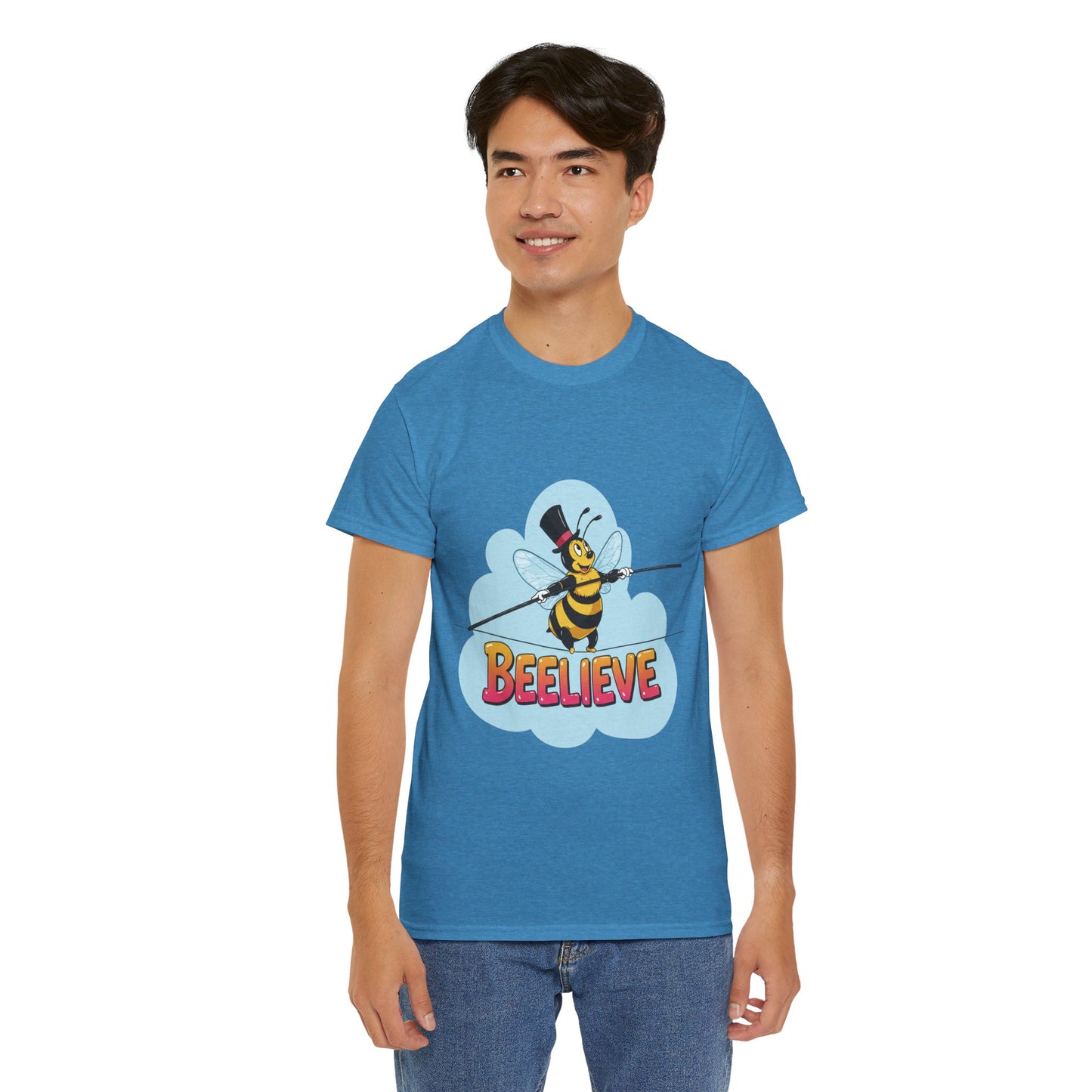 “Beelieve” Bee Pun T‑Shirt | Cute Bee Graphic Tee | Inspirational Pun Shirt | Funny Nature Lover Gift | Bee Belief Positive Vibes Tee