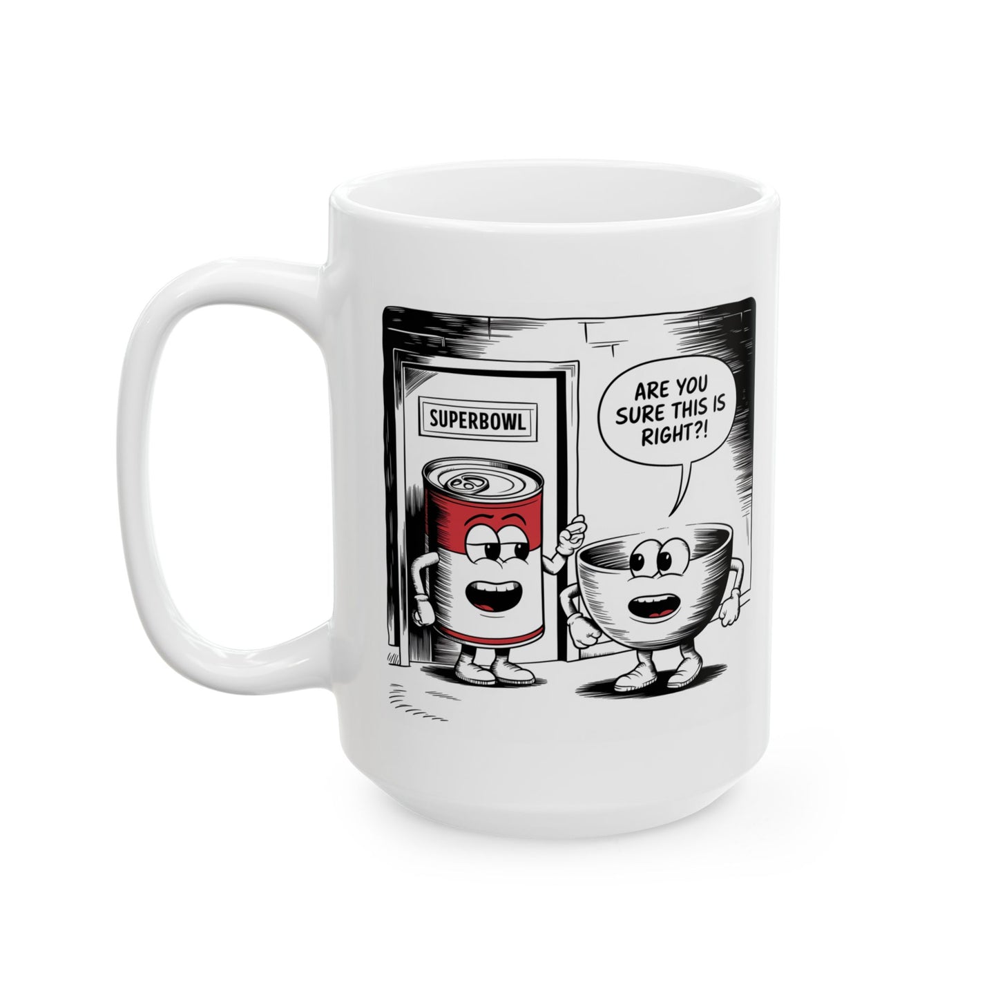 Mug - Comic Bowl and Soup 'Superbowl' Design