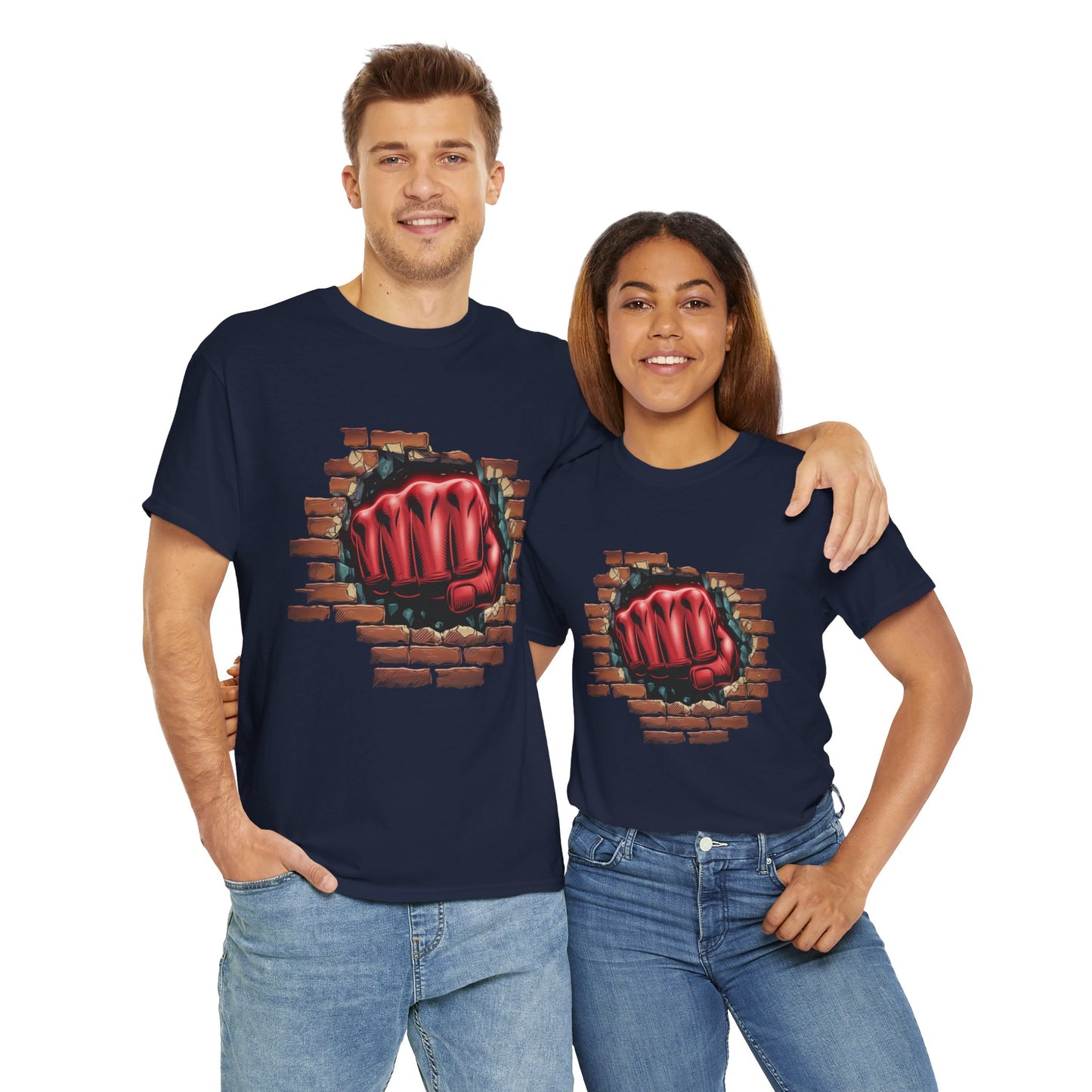 Impact Fist Graphic T-Shirt – Punch Through Brick Wall Design | Bold Streetwear Tee for Fighters, Gym & Edge-Lovers