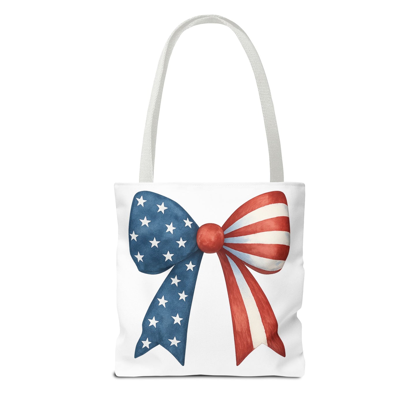 Patriotic Bow Tote Bag | 4th of July Reusable Bag | American Flag Tote | USA Stars Stripes Bag | Independence Day Gift | USA Market Bag
