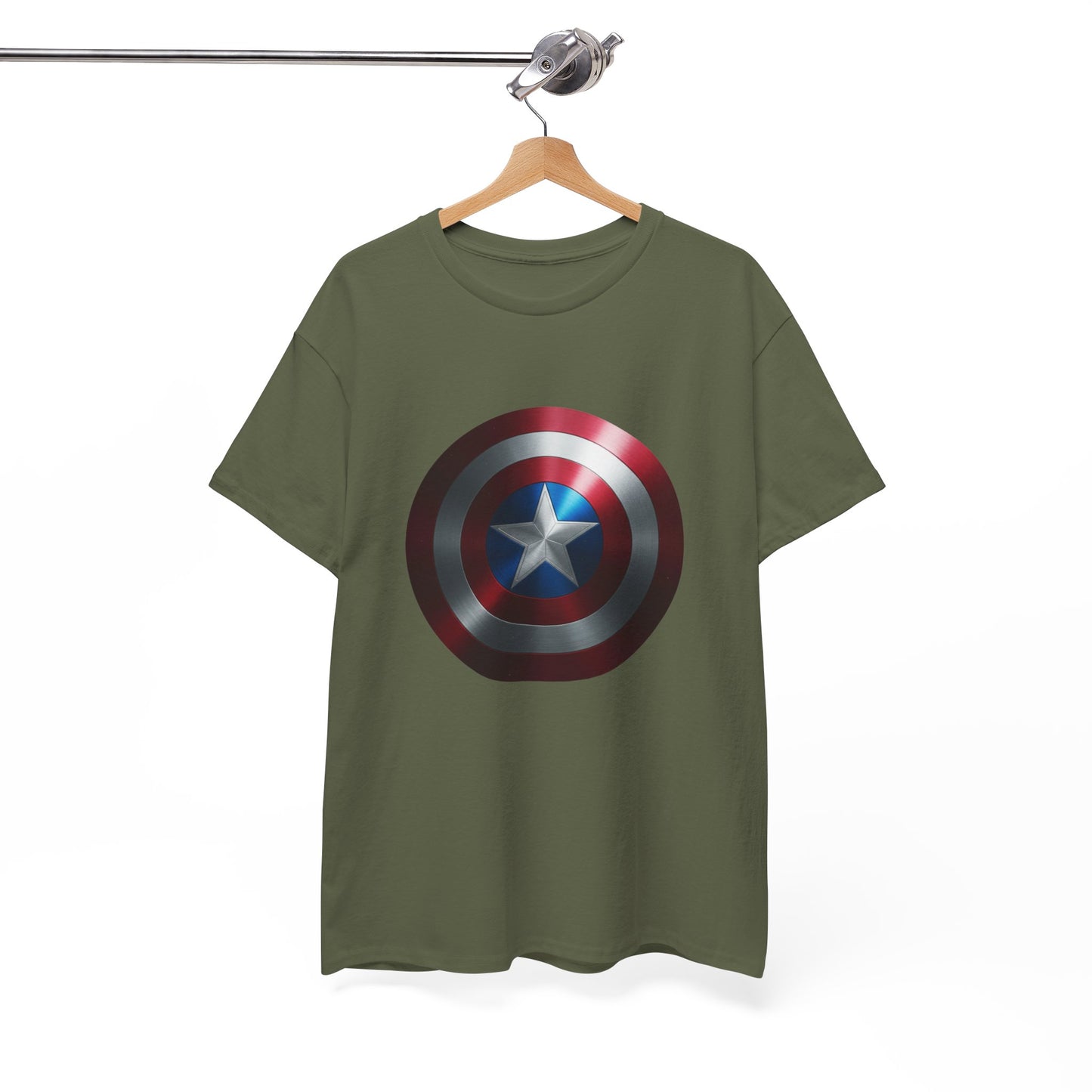 Patriotic Hero Shield Shirt – Star Emblem Graphic Tee – Super Soldier Gift – Comic Inspired Unisex Shirt – Cosplay Convention Top
