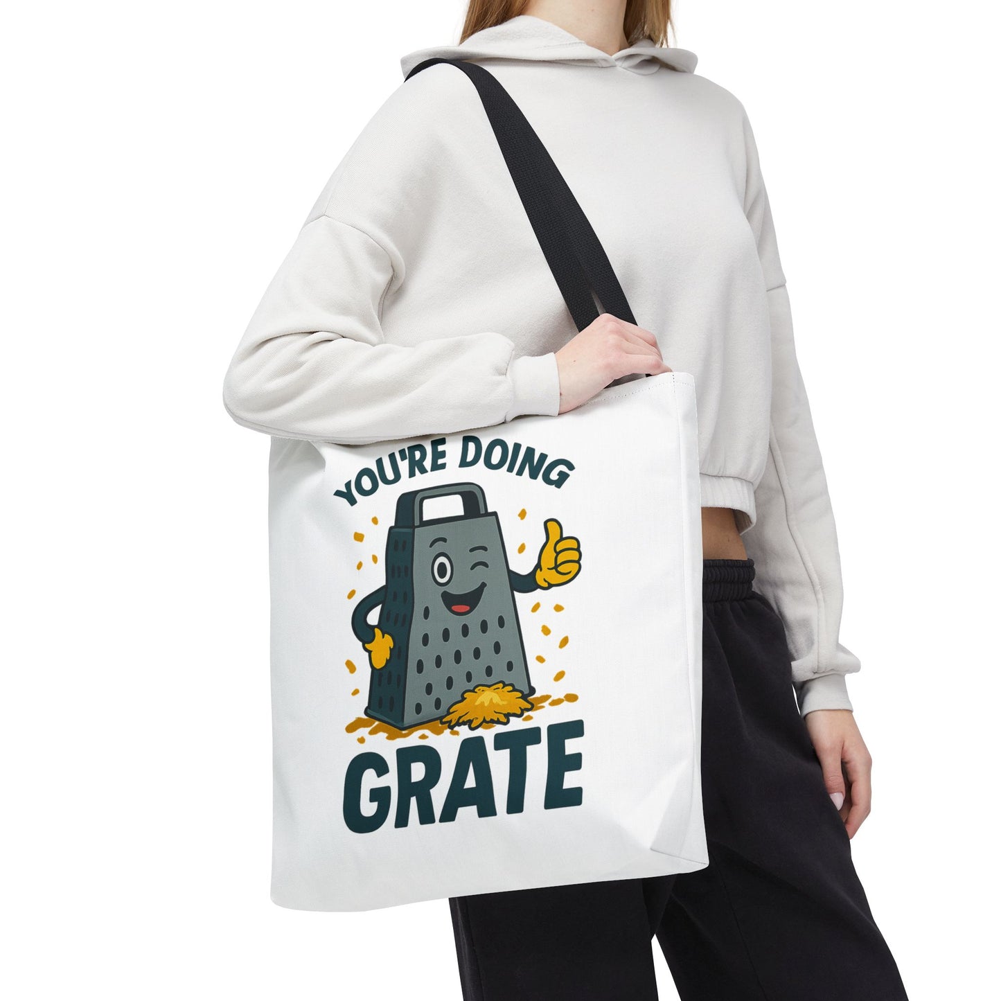 Funny Cheese Pun Tote Bag – “You’re Doing Grate” Grocery Bag | Cute Gift for Coworkers, Teachers, Food Lovers & Everyday Motivation
