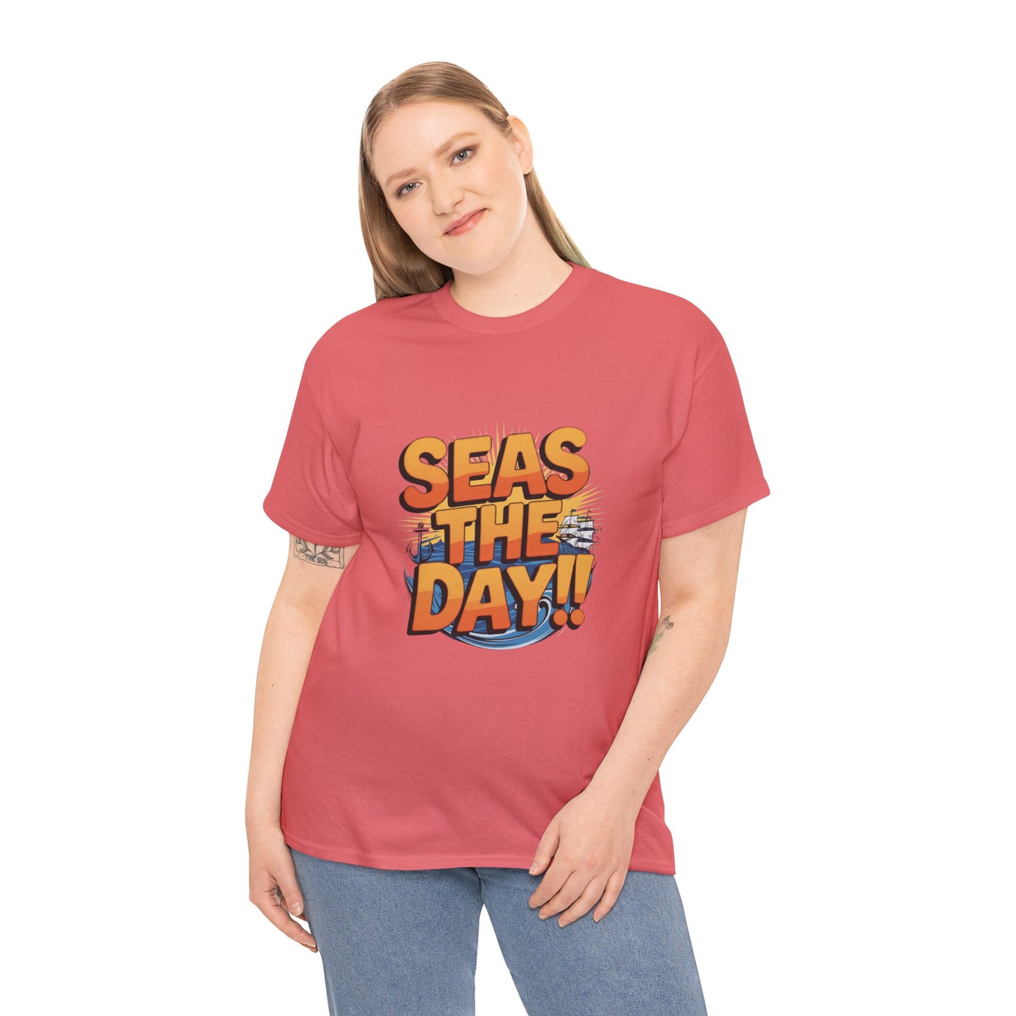Seas The Day!! Tee • Ocean Pun Graphic Shirt • Comfort Colors Unisex Beachy Vibes • Nautical Aesthetic • Gift for Sea Lovers & Summer Vacays