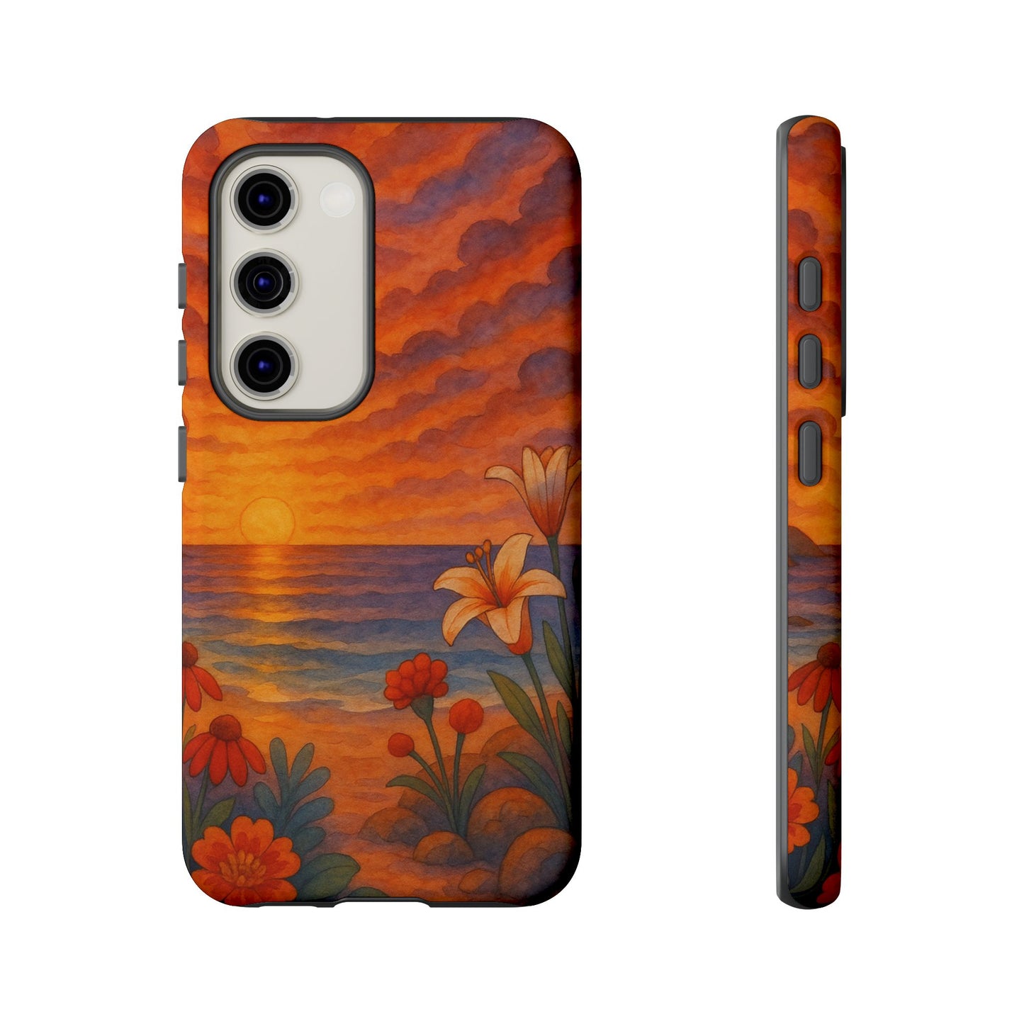 Samsung Case - Floral Ocean Sunset Watercolor Nautical Phone Case Beach Samsung Case Ocean Sunset Theme