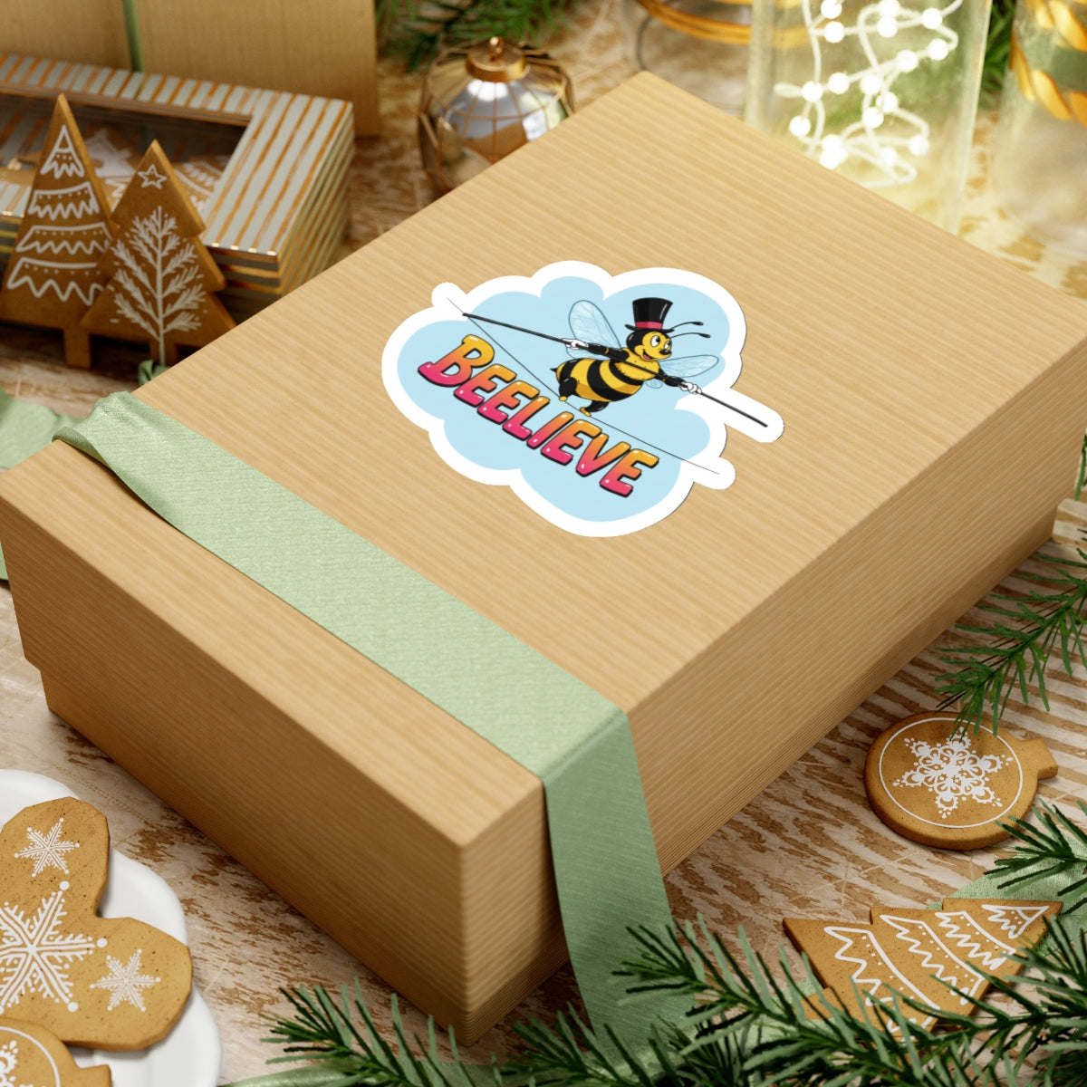 Sticker - Bee Crossing Tightrope Beelieve' Pun