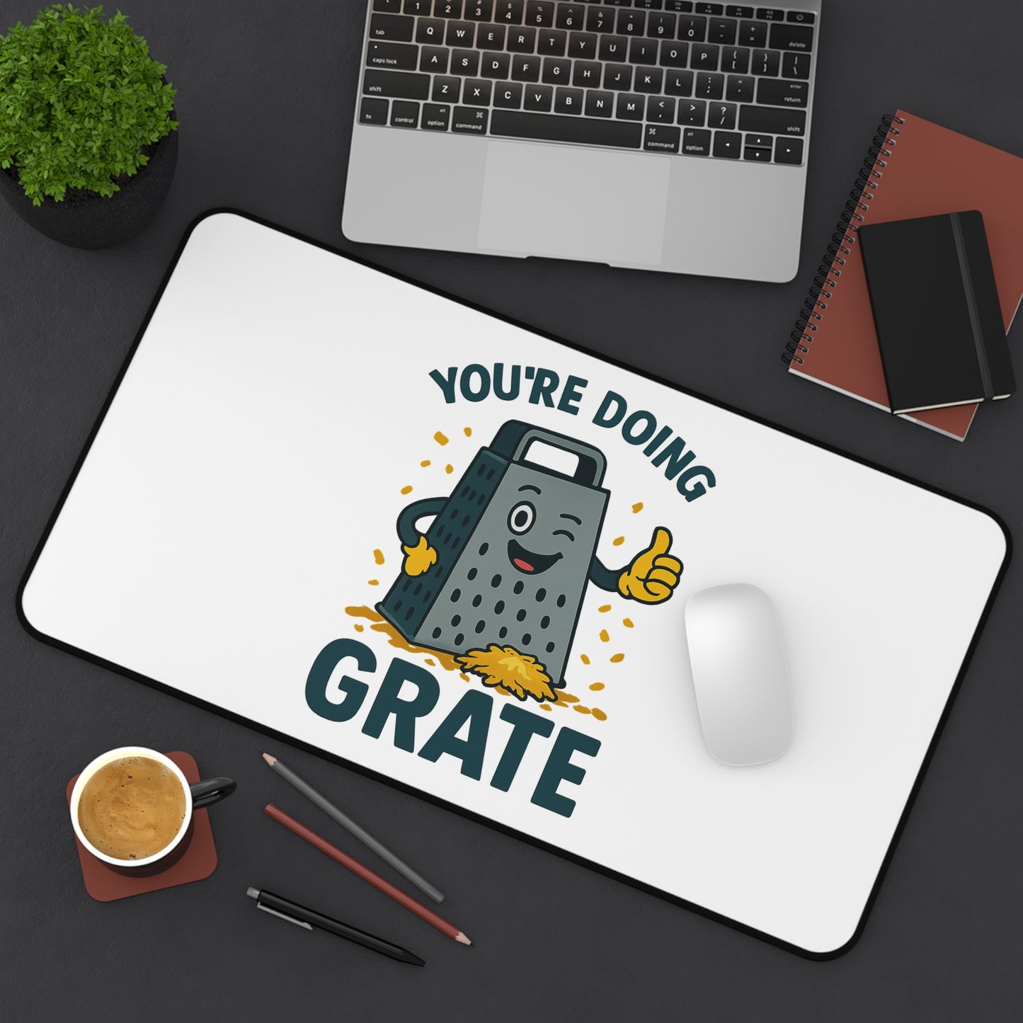 Funny Mouse Pad – “You’re Doing Grate” Cheese Pun Desk Mat | Cute Office Gift for Coworkers, Teachers, Students, Foodie Desk Decor