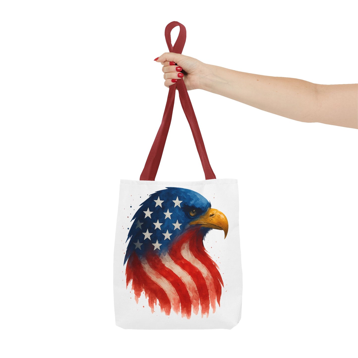 Patriotic Eagle Tote Bag USA Flag Canvas Carryall - Eco-Friendly Independence Day, Memorial Day Gift for Veterans, Reusable Shopping Bag