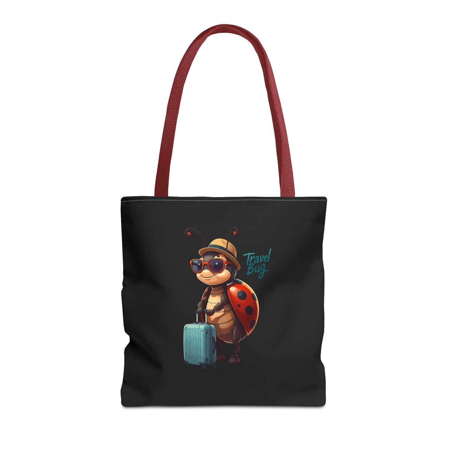Travel Bug Tote Bag | Cute Ladybug with Suitcase Art Tote – Whimsical Travel Accessory, Aesthetic Canvas Bag | Gift for Travelers