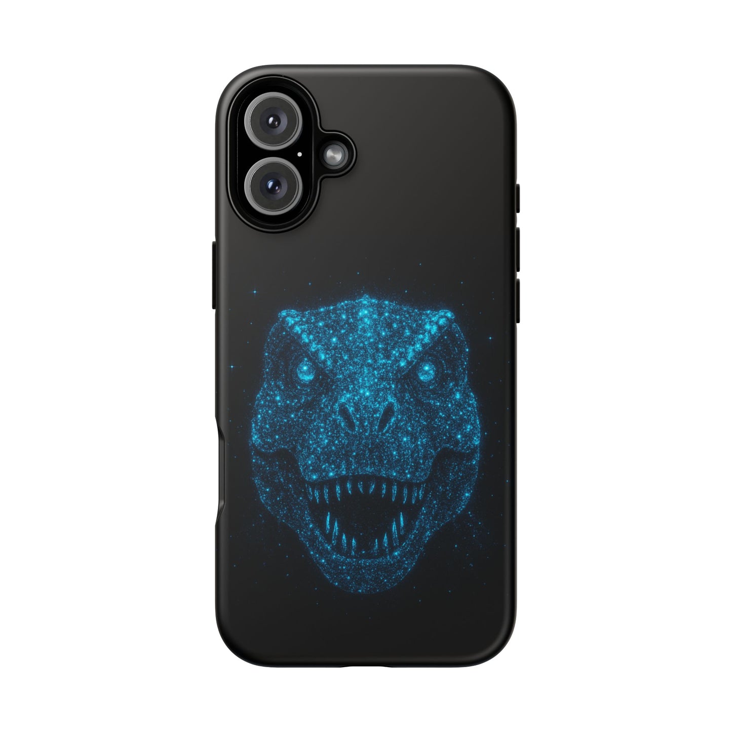 Bioluminescent Particle T-Rex iPhone Case - Galaxy-Style Cosmic Dino on Tough Dual-Layer Cover, Gift for Dino & Space Fans