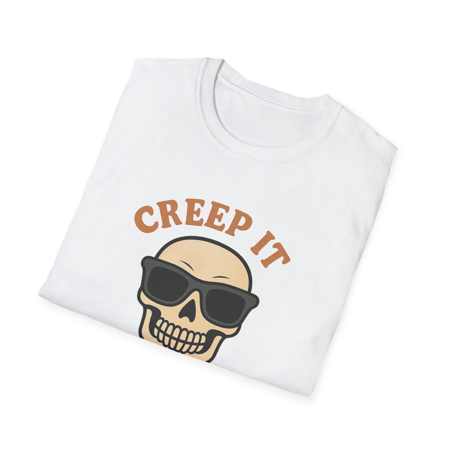 Creep It Real Shirt - Funny Skull Halloween T-Shirt, Spooky Season Graphic Tee, Cool Skeleton with Sunglasses, Humorous Fall Top