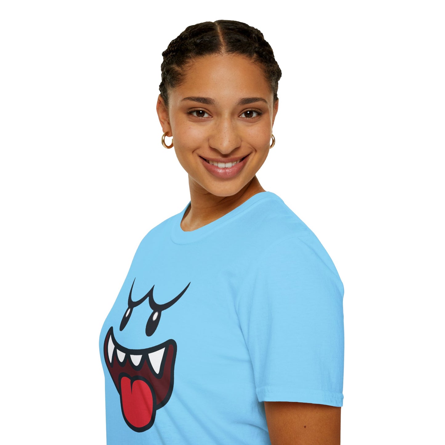 Ghost Face Graphic T-Shirt – Funny Spooky Cute Retro Halloween Tee, Y2K Nostalgia Bold Design, Soft Cotton, Fall Gift Shirt