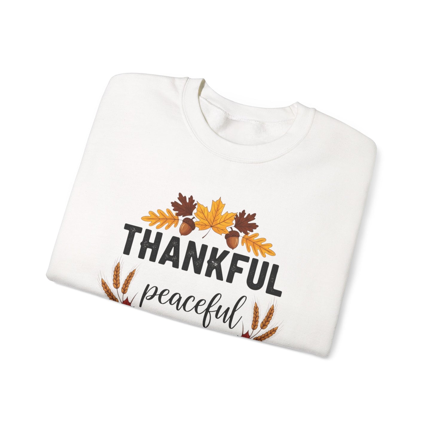 Thankful Peaceful Fall Sweatshirt, Autumn Pumpkin Crewneck, Thanksgiving Sweater, Cozy Seasonal Pullover, Gratitude Gift For Women Men