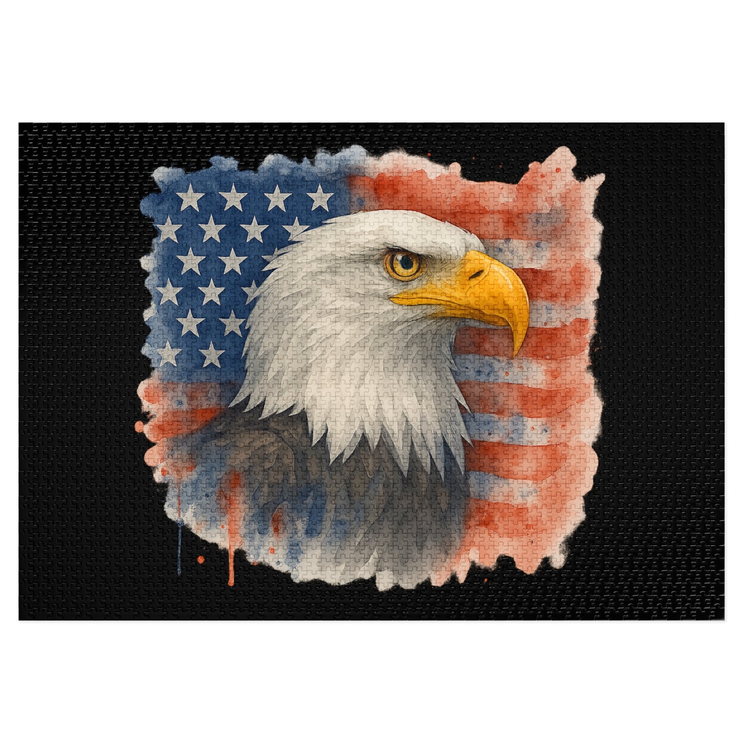 Eagle American Flag Jigsaw Puzzle with Tin Memorial Day Puzzle 4th of July Game Veteran's Day Jigsaw