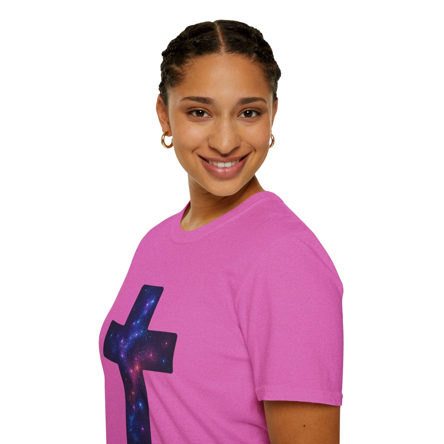 Galaxy Cross Graphic Tee | Celestial Christian Shirt, Spiritual Universe Cross T-Shirt, Faith & Astronomy Gift for Women & Men, Space Aesthetic