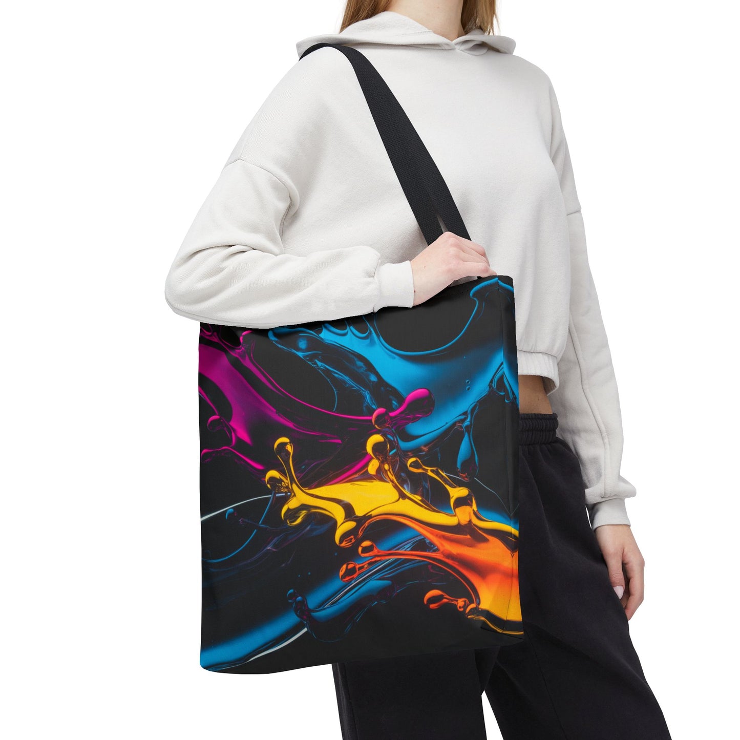 Abstract Neon Splash Tote Bag, Vibrant Colorful Art Bag, Reusable Shopping Bag, Modern Everyday Carryall, Bright Aesthetic Gift For Her