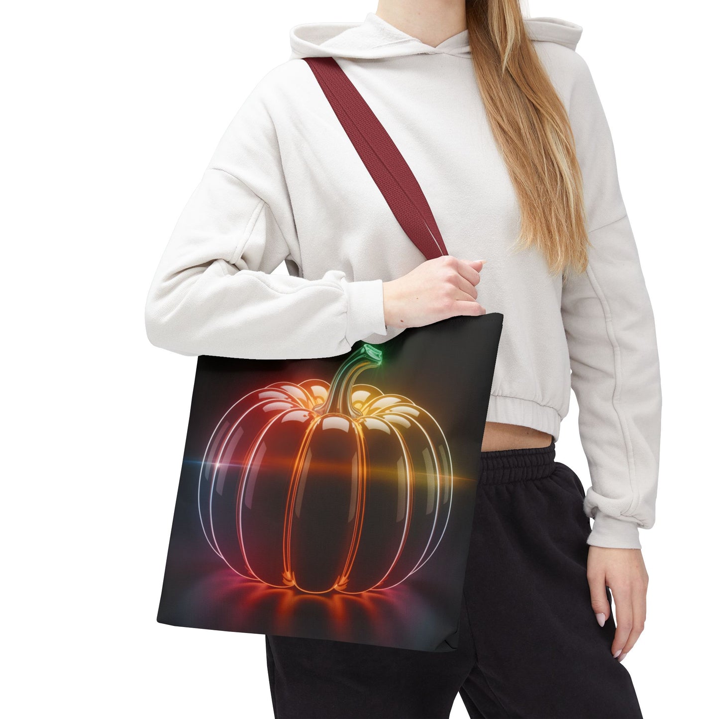 Neon Pumpkin Tote Bag, Glowing Halloween Bag, Modern Fall Tote, Pumpkin Aesthetic Accessory, Trick Or Treat Bag, Spooky Season Gift