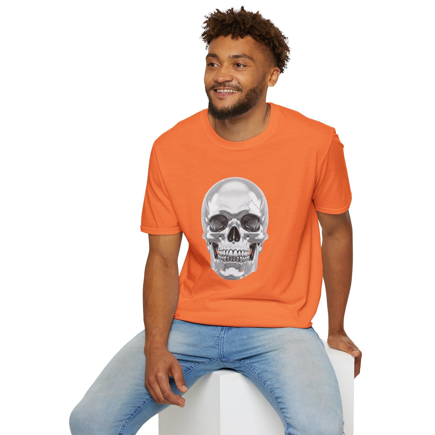 Chrome Skull Graphic Tee - Edgy Metallic Skull Shirt - Retro Rock Vibe, Dark Aesthetic, Unisex Cool Gift - Trendy Fashion Statement Top