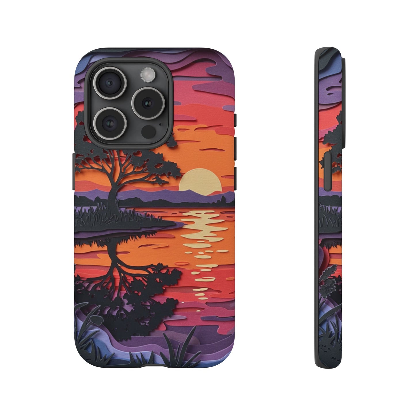 iPhone Case - Colorful Paper Art Sunset Design