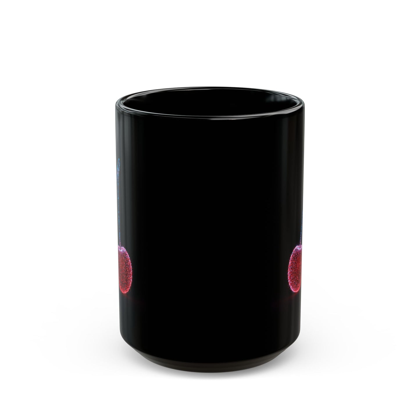 Cherry Art Black Coffee Mug | Bold Fruit Design Cup | Unique Kitchen Drinkware | Cool Modern Cherry Lover Gift | 11oz & 15oz Ceramic